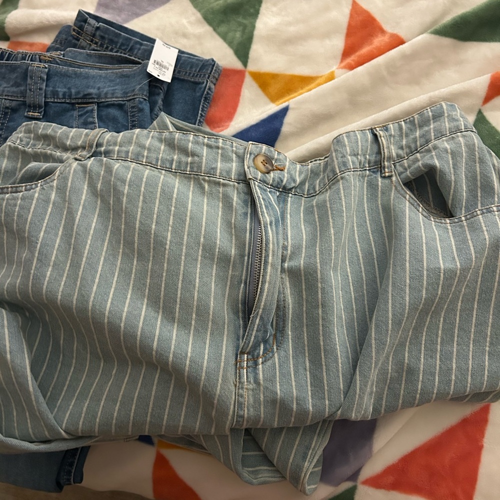 1X Striped Wide-Leg Pants with Cuff - Picture 5 of 6